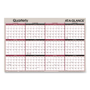 AT-A-GLANCE® Vertical-horizontal Erasable Quarterly-monthly Wall Planner, 24 X 36, White-black-red Sheets, 12-month (jan To Dec): 2022 freeshipping - TVN Wholesale